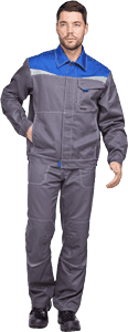 Костюм мужской КАСКАД от механических воздействий и ОПЗ (куртка, брюки), серый/василек