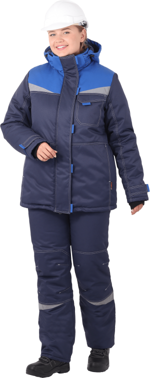 Костюм женский КМ-10 ЛЮКС от пониженных температур воздуха, механических воздействий и ОПЗ (куртка, брюки), василек/синий