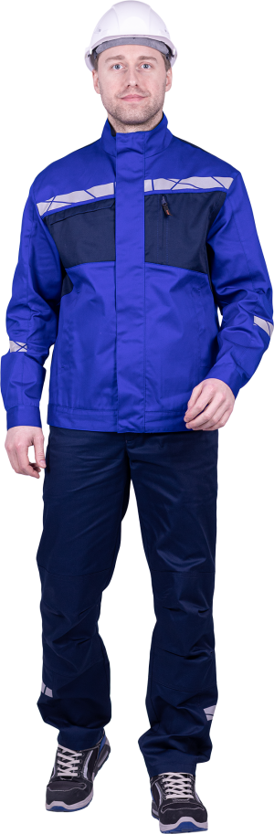 Куртка мужская СТРОНГ от механических воздействий и ОПЗ, цвет василёк/темно-синий