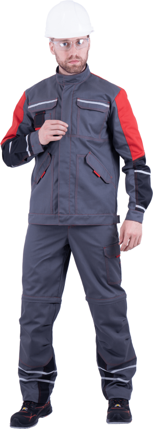 Куртка мужская ХАЙ-ТЕК от механических воздействий и ОПЗ, серый/красный/черный