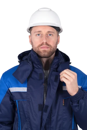 Костюм мужской СПЕЦ от пониженных температур воздуха, механических воздействий и ОПЗ  (куртка, брюки), темно-синий/василёк Кос 611