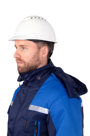 Костюм мужской СПЕЦ от пониженных температур воздуха, механических воздействий и ОПЗ  (куртка, брюки), темно-синий/василёк Кос 611