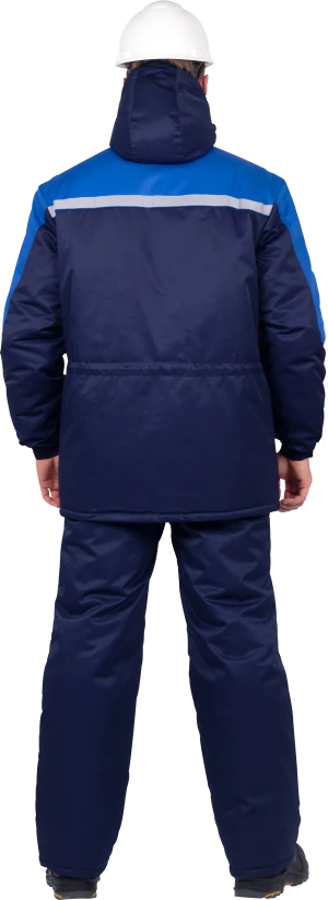 Костюм мужской СПЕЦ от пониженных температур воздуха, механических воздействий и ОПЗ  (куртка, брюки), темно-синий/василёк Кос 611