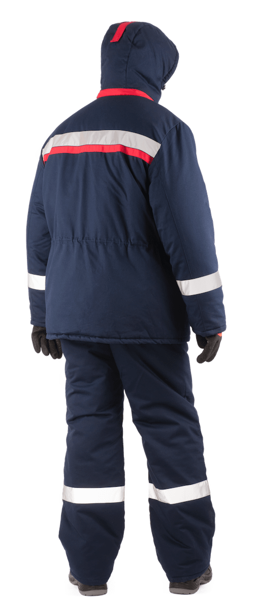 Костюм мужской СИБИРЬ от пониженных температур воздуха и ветра, механических воздействий и ОПЗ (куртка, брюки), темно-синий/красный Кос 912