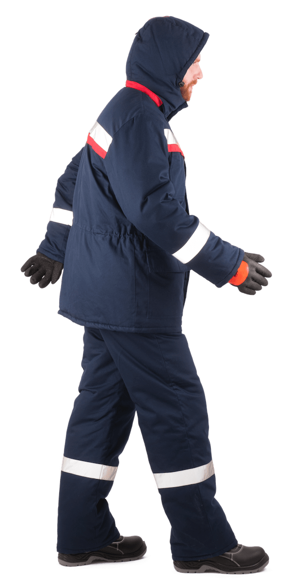 Костюм мужской СИБИРЬ от пониженных температур воздуха и ветра, механических воздействий и ОПЗ (куртка, брюки), темно-синий/красный Кос 912