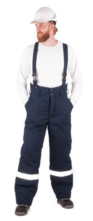 Костюм мужской СИБИРЬ от пониженных температур воздуха и ветра, механических воздействий и ОПЗ (куртка, брюки), темно-синий/красный Кос 912