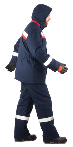 Костюм мужской СИБИРЬ от пониженных температур воздуха и ветра, механических воздействий и ОПЗ (куртка, брюки), темно-синий/красный Кос 912