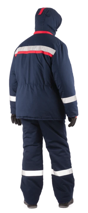 Костюм мужской СИБИРЬ от пониженных температур воздуха и ветра, механических воздействий и ОПЗ (куртка, брюки), темно-синий/красный Кос 912