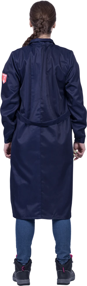 Халат женский от растворов кислот и щелочей, механических воздействий, темно-синий Хал 009
