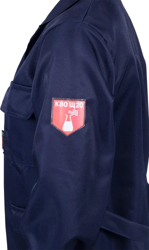 Халат женский от растворов кислот и щелочей, механических воздействий, темно-синий Хал 009