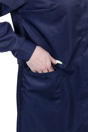 Халат женский от растворов кислот и щелочей, механических воздействий, темно-синий Хал 009