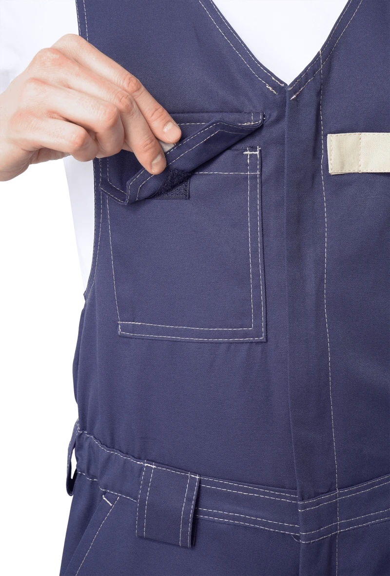 Костюм мужской ДОКЕР от механических воздействий и ОПЗ (куртка, полукомбинезон), темно-синий/бежевый Кос 572