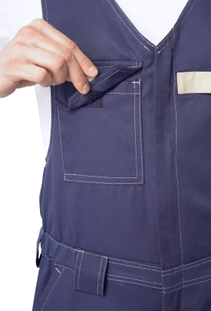 Костюм мужской ДОКЕР от механических воздействий и ОПЗ (куртка, полукомбинезон), темно-синий/бежевый Кос 572