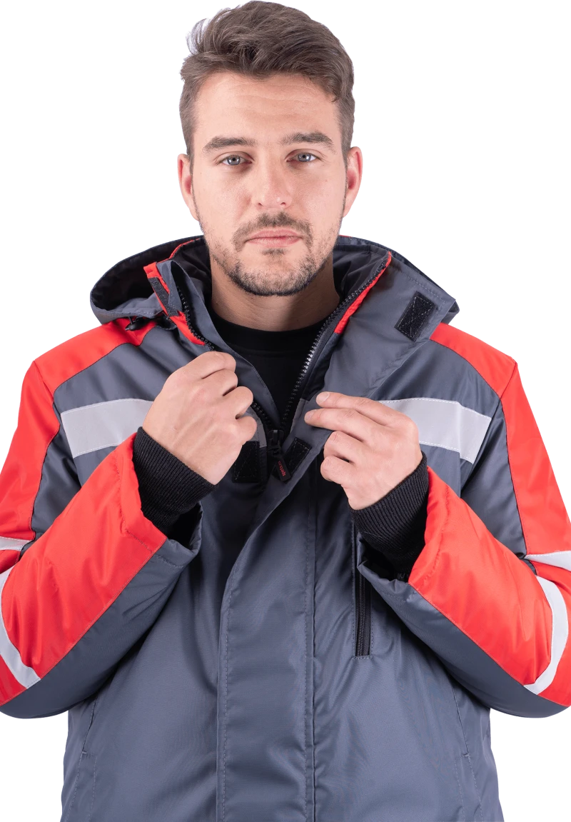 Костюм РОУД зимний, т/серый-красный Кос 488