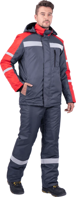 Костюм РОУД зимний, т/серый-красный Кос 488