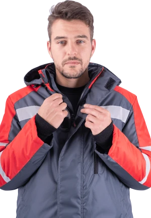 Костюм РОУД зимний, т/серый-красный Кос 488