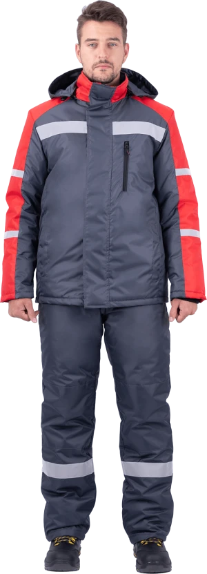 Костюм РОУД зимний, т/серый-красный Кос 488