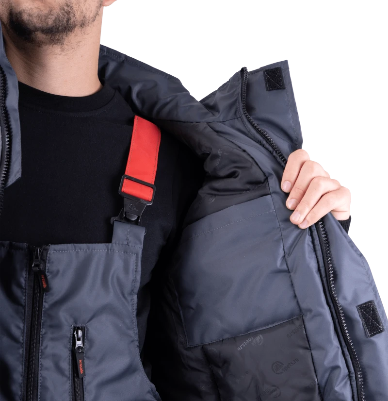 Костюм РОУД зимний, т/серый-красный Кос 488