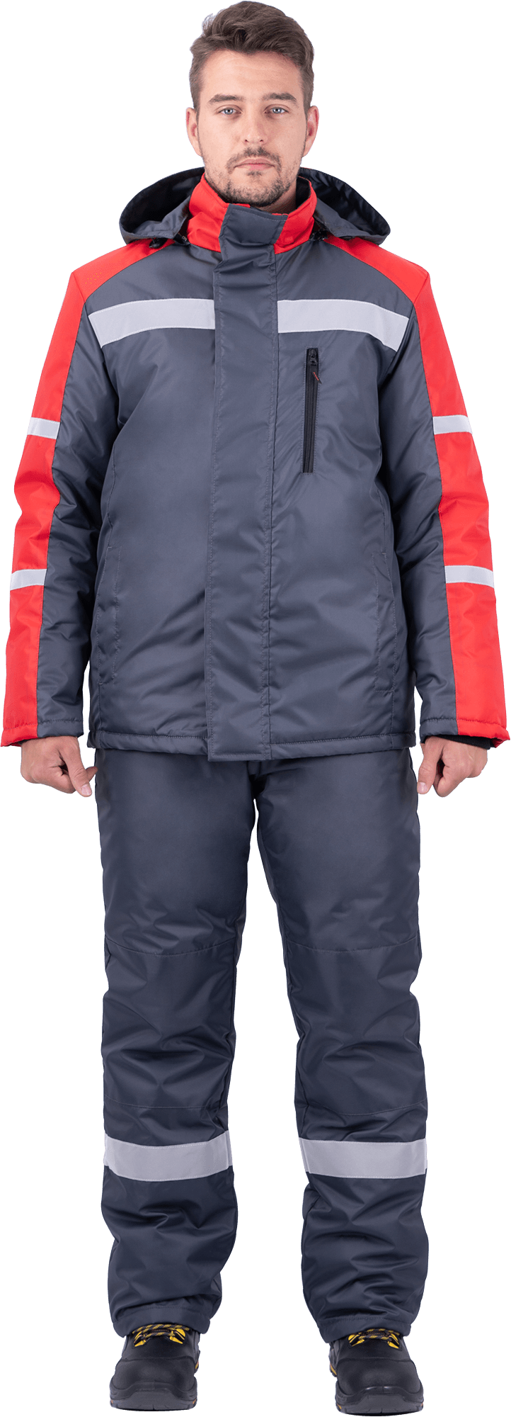 Костюм РОУД зимний, т/серый-красный Кос 488