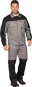 Костюм мужской КАРАВАН от механических воздействий и ОПЗ (куртка, полукомбинезон), серый/черный Кос 508