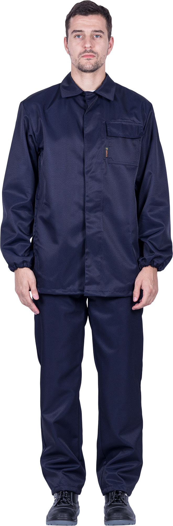 Костюм мужской от растворов кислот и щелочей, механических воздействий, (куртка, брюки), темно-синий