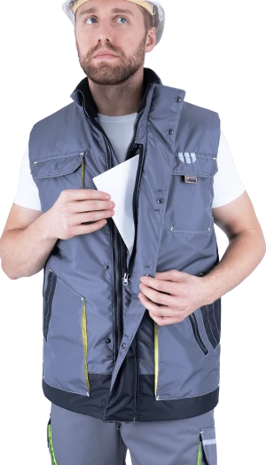 Жилет мужской ЭДВАНС утепленный,  серый/темно-серый/лимонная отделка Жил 655