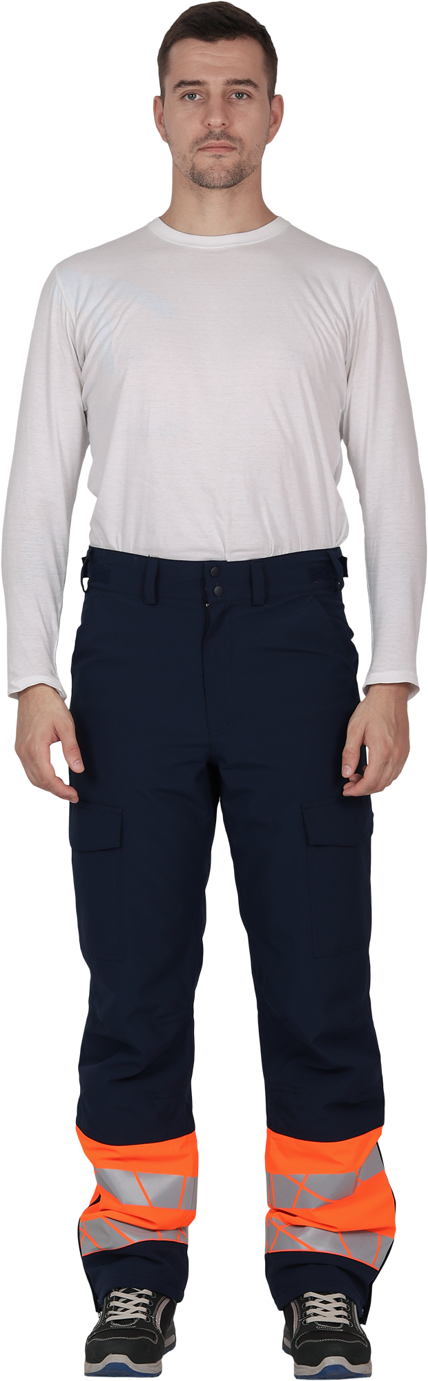 Брюки мужские утепленные ACTIVE, синий-флуоресцентный оранжевый Брю 002