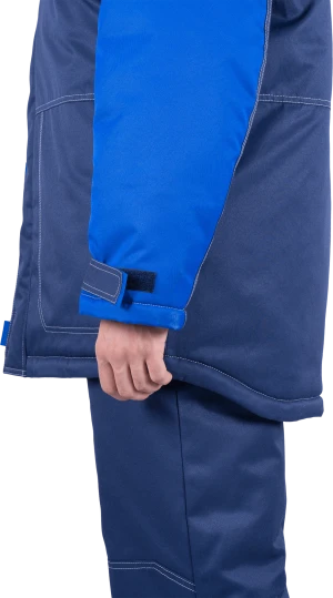 Костюм мужской КМ-10 ЛЮКС от пониженных температур воздуха и ветра, механических воздействий и ОПЗ (куртка, полукомбинезон), синий/василек Кос 211