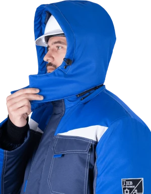 Костюм мужской КМ-10 ЛЮКС от пониженных температур воздуха и ветра, механических воздействий и ОПЗ (куртка, полукомбинезон), синий/василек Кос 211