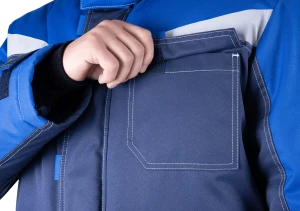 Костюм мужской КМ-10 ЛЮКС от пониженных температур воздуха и ветра, механических воздействий и ОПЗ (куртка, полукомбинезон), синий/василек Кос 211