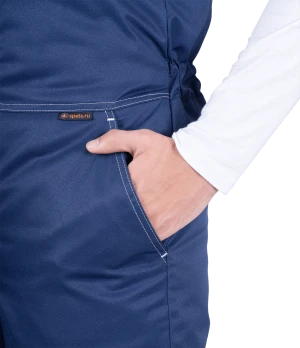 Костюм мужской КМ-10 ЛЮКС от пониженных температур воздуха и ветра, механических воздействий и ОПЗ (куртка, полукомбинезон), синий/василек Кос 211