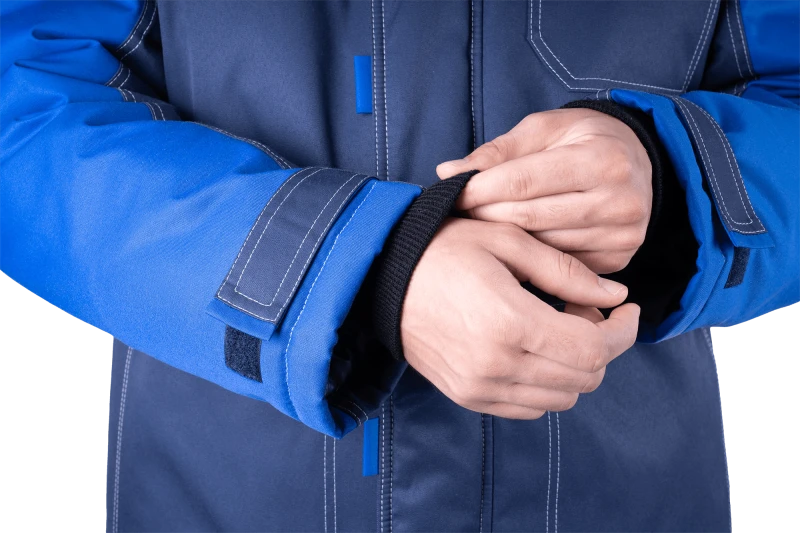 Костюм мужской КМ-10 ЛЮКС от пониженных температур воздуха и ветра, механических воздействий и ОПЗ (куртка, полукомбинезон), синий/василек Кос 211