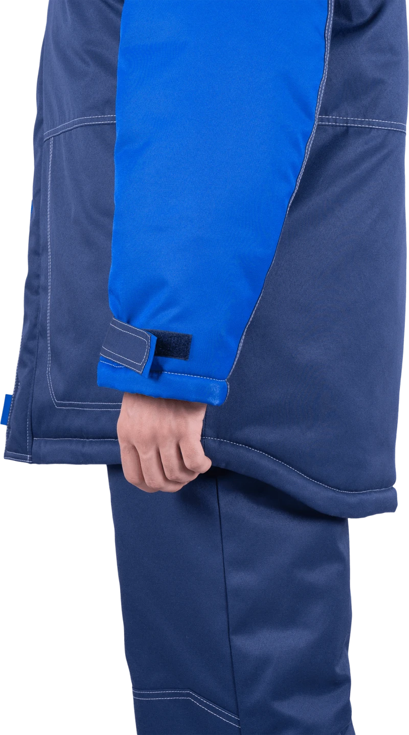 Костюм мужской КМ-10 ЛЮКС от пониженных температур воздуха и ветра, механических воздействий и ОПЗ (куртка, полукомбинезон), синий/василек Кос 211