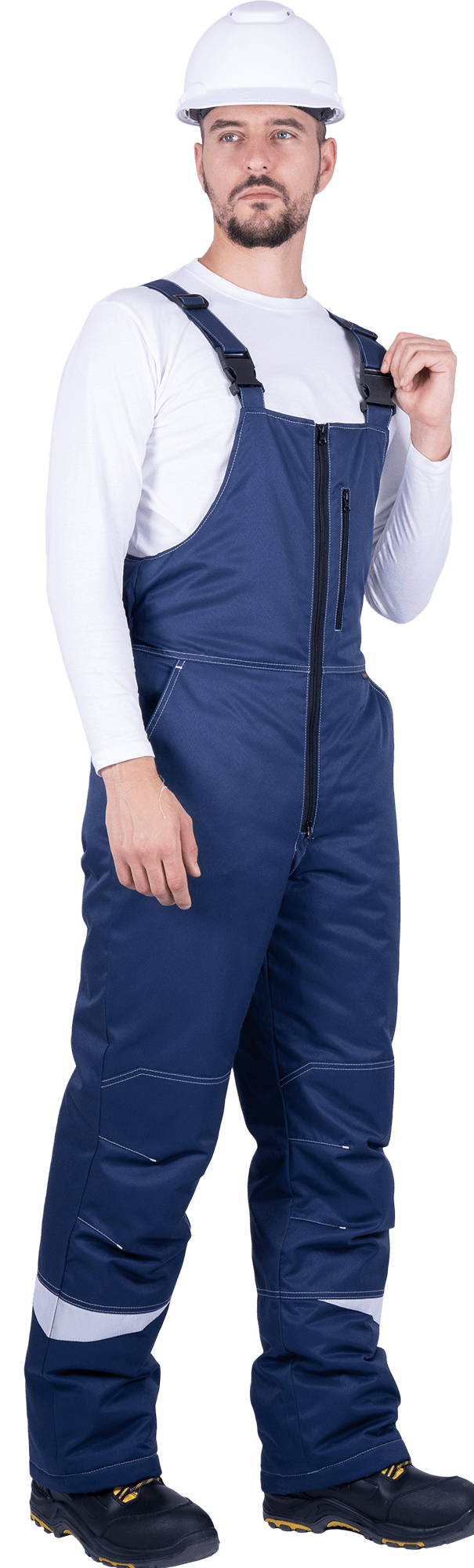 Костюм мужской КМ-10 ЛЮКС от пониженных температур воздуха и ветра, механических воздействий и ОПЗ (куртка, полукомбинезон), синий/василек Кос 211