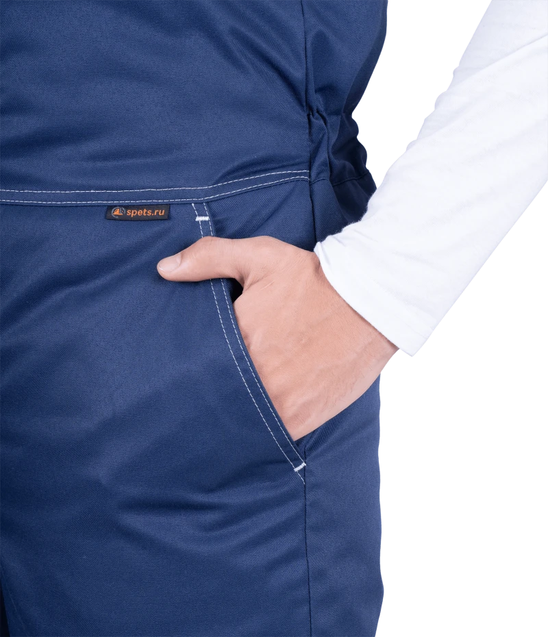 Костюм мужской КМ-10 ЛЮКС от пониженных температур воздуха и ветра, механических воздействий и ОПЗ (куртка, полукомбинезон), синий/василек Кос 211