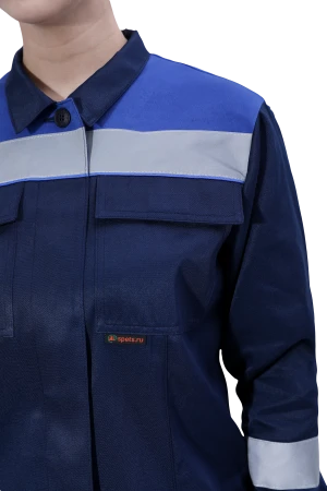 Костюм МАСТЕР ЛЮКС летний, т/синий-василек, женский (Куртка+брюки) Кос 794