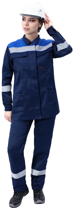 Костюм МАСТЕР ЛЮКС летний, т/синий-василек, женский (Куртка+брюки) Кос 794