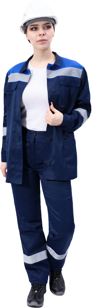 Костюм МАСТЕР ЛЮКС летний, т/синий-василек, женский (Куртка+брюки) Кос 794