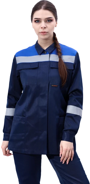 Костюм МАСТЕР ЛЮКС летний, т/синий-василек, женский (Куртка+брюки) Кос 794