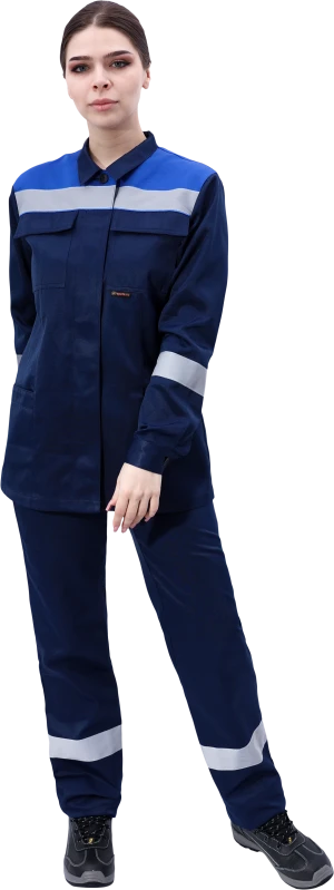 Костюм МАСТЕР ЛЮКС летний, т/синий-василек, женский (Куртка+брюки) Кос 794