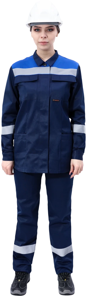 Костюм МАСТЕР ЛЮКС летний, т/синий-василек, женский (Куртка+брюки) Кос 794