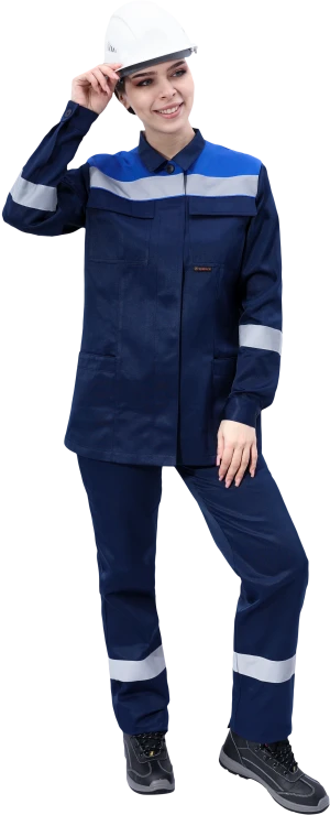 Костюм МАСТЕР ЛЮКС летний, т/синий-василек, женский (Куртка+брюки) Кос 794