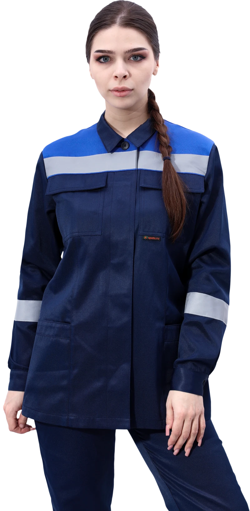 Костюм МАСТЕР ЛЮКС летний, т/синий-василек, женский (Куртка+брюки) Кос 794