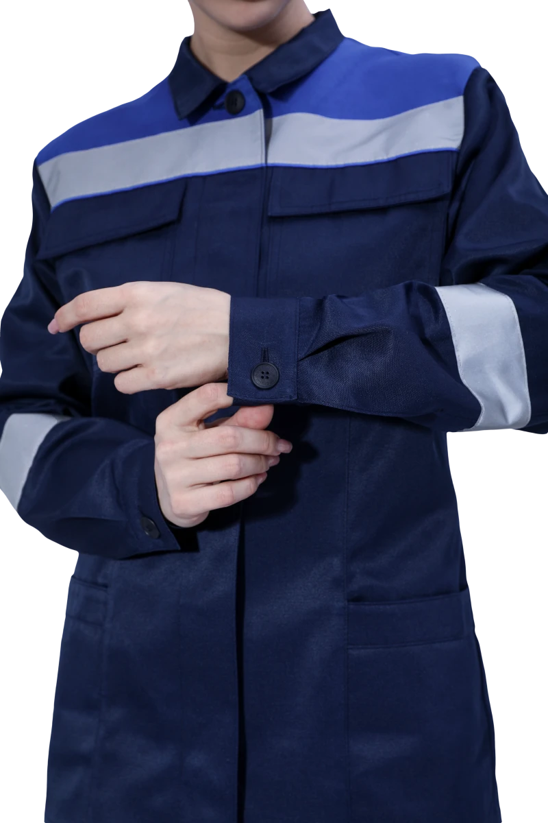 Костюм МАСТЕР ЛЮКС летний, т/синий-василек, женский (Куртка+брюки) Кос 794