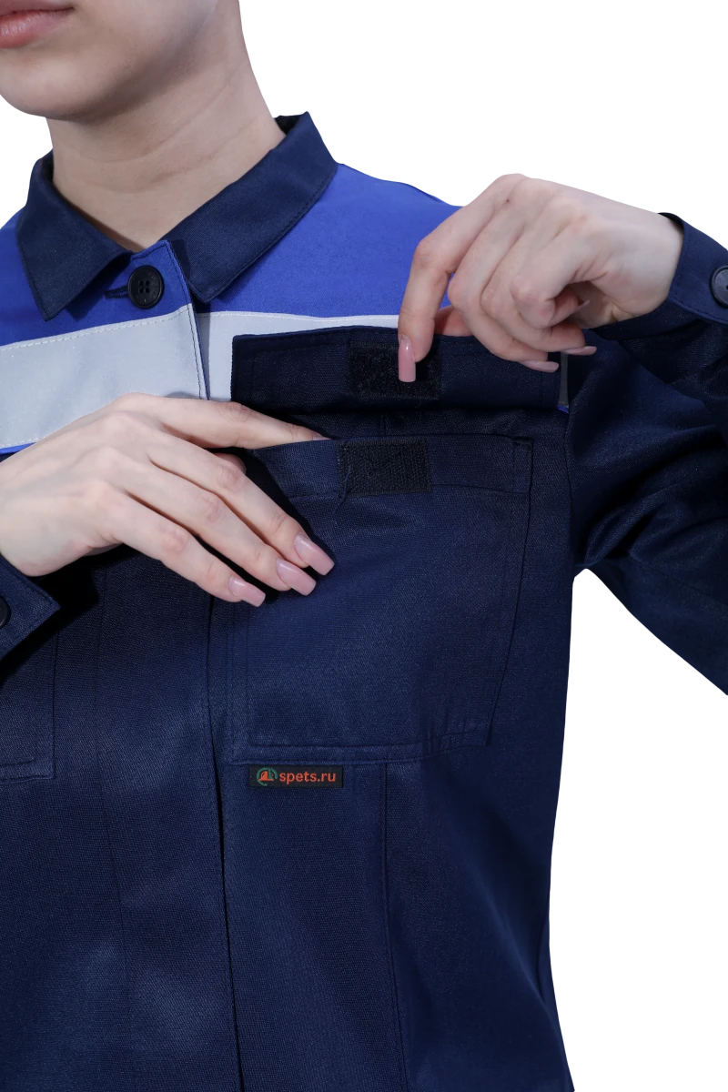 Костюм МАСТЕР ЛЮКС летний, т/синий-василек, женский (Куртка+брюки) Кос 794