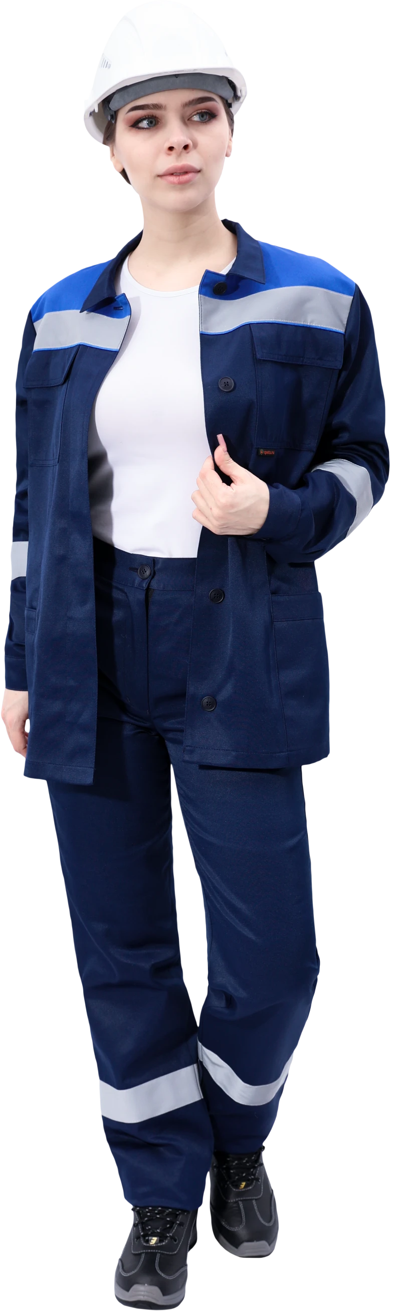 Костюм МАСТЕР ЛЮКС летний, т/синий-василек, женский (Куртка+брюки) Кос 794