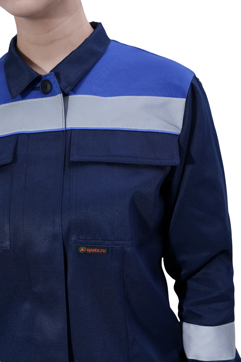 Костюм МАСТЕР ЛЮКС летний, т/синий-василек, женский (Куртка+брюки) Кос 794