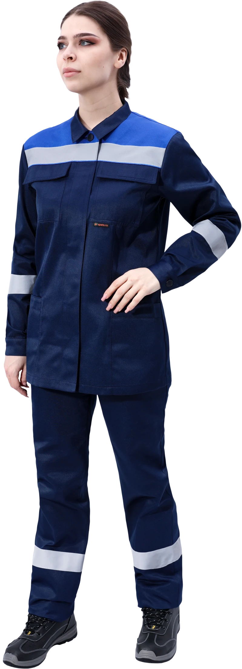 Костюм МАСТЕР ЛЮКС летний, т/синий-василек, женский (Куртка+брюки) Кос 794