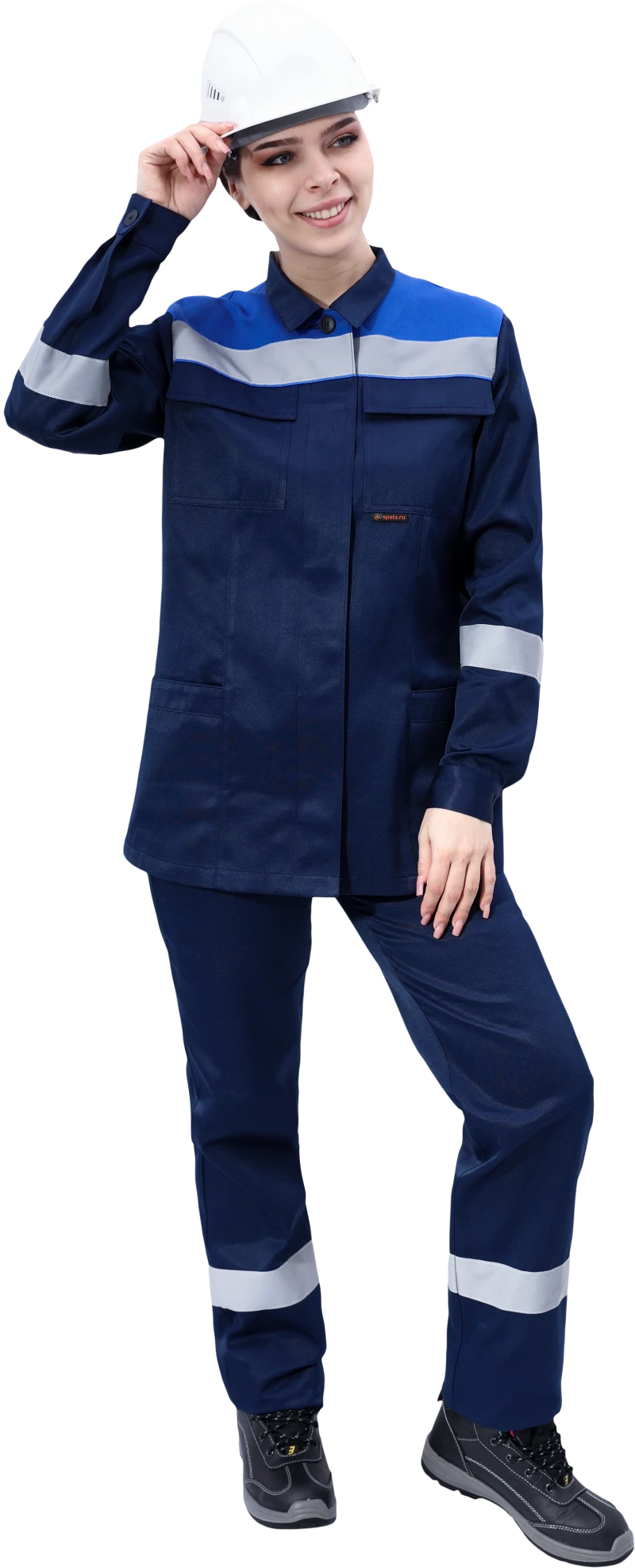 Костюм МАСТЕР ЛЮКС летний, т/синий-василек, женский (Куртка+брюки) Кос 794