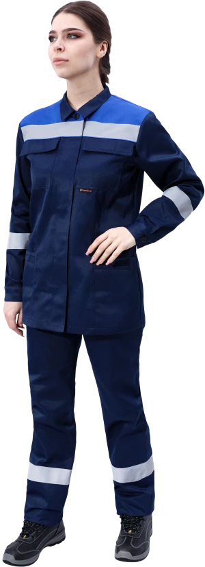 Костюм МАСТЕР ЛЮКС летний, т/синий-василек, женский (Куртка+брюки) Кос 794